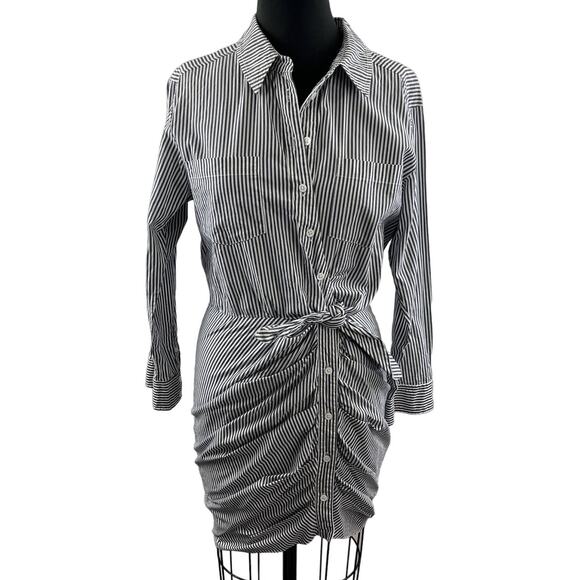 VERONICA BEARD BlueWhite Striped Button Down Sierra Shirtdress Size 8 - Picture 2 of 8
